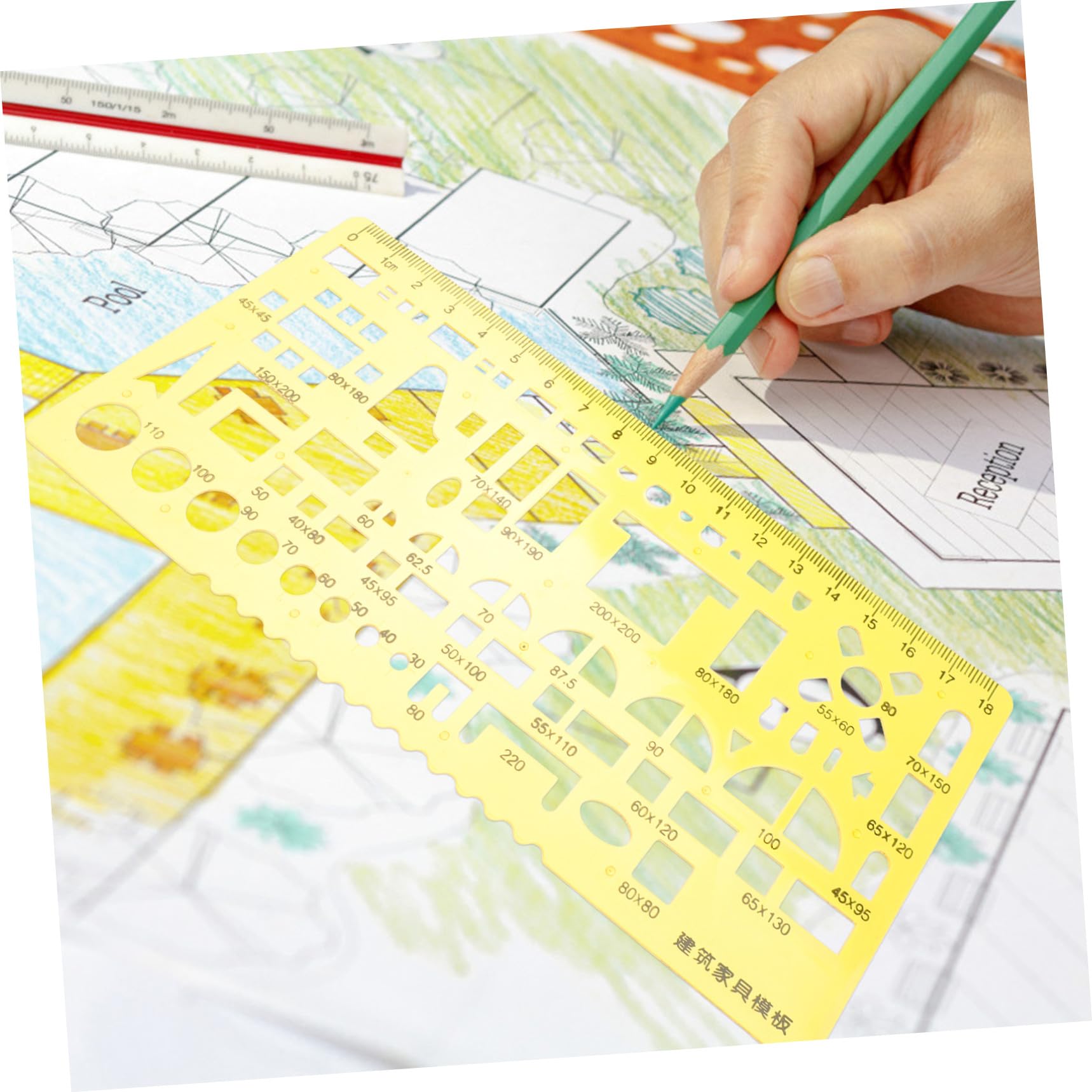 jojofuny 3 Plantilla Geométrica para Dibujo Regla y Plantillas para Medición Herramienta de Dibujo para Incluye para Círculos y para Escuela y Oficina