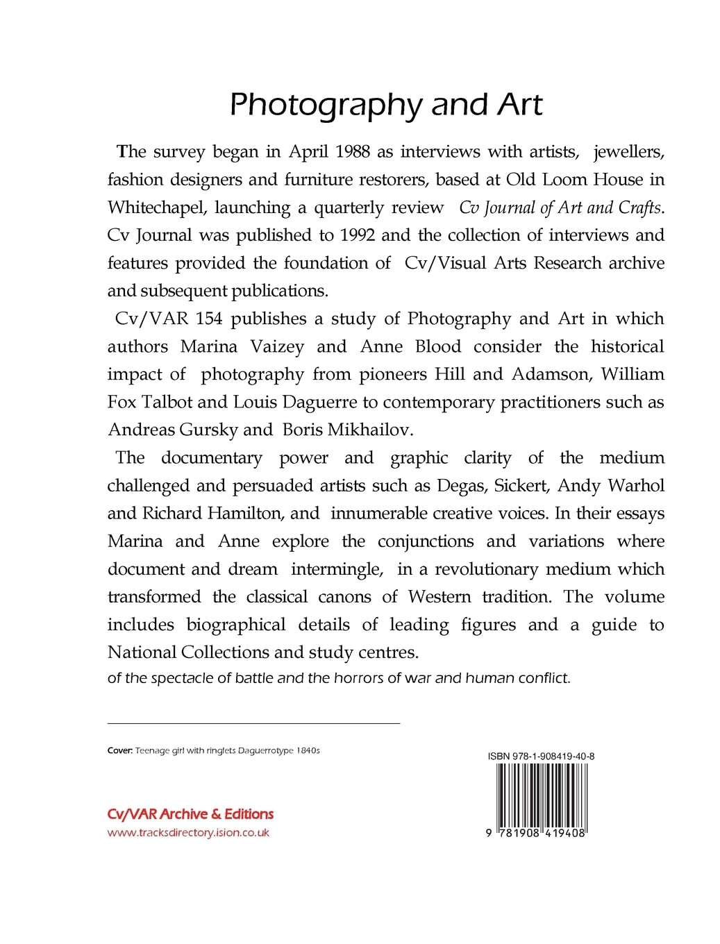 Photography and Art: Documents And Drems (CV/Visual Arts Research)