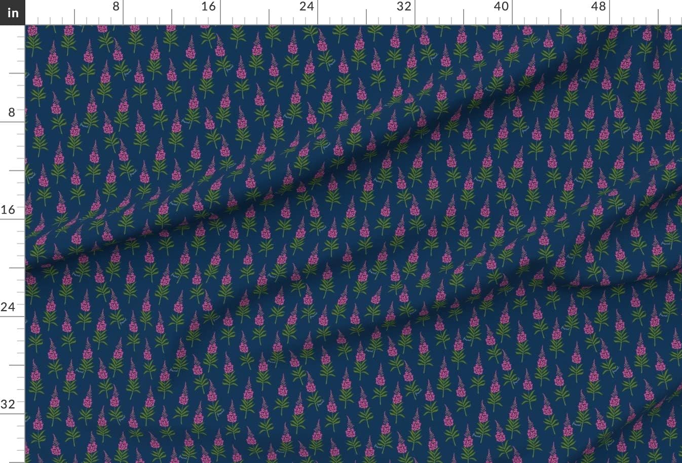 Spoonflower Fabric - Spring Fireweed Pink Woodland Fuchsia Wildflower Printed on Upholstery Velvet Fabric Fat Quarter - Upholstery Home Decor Bottomweight Apparel
