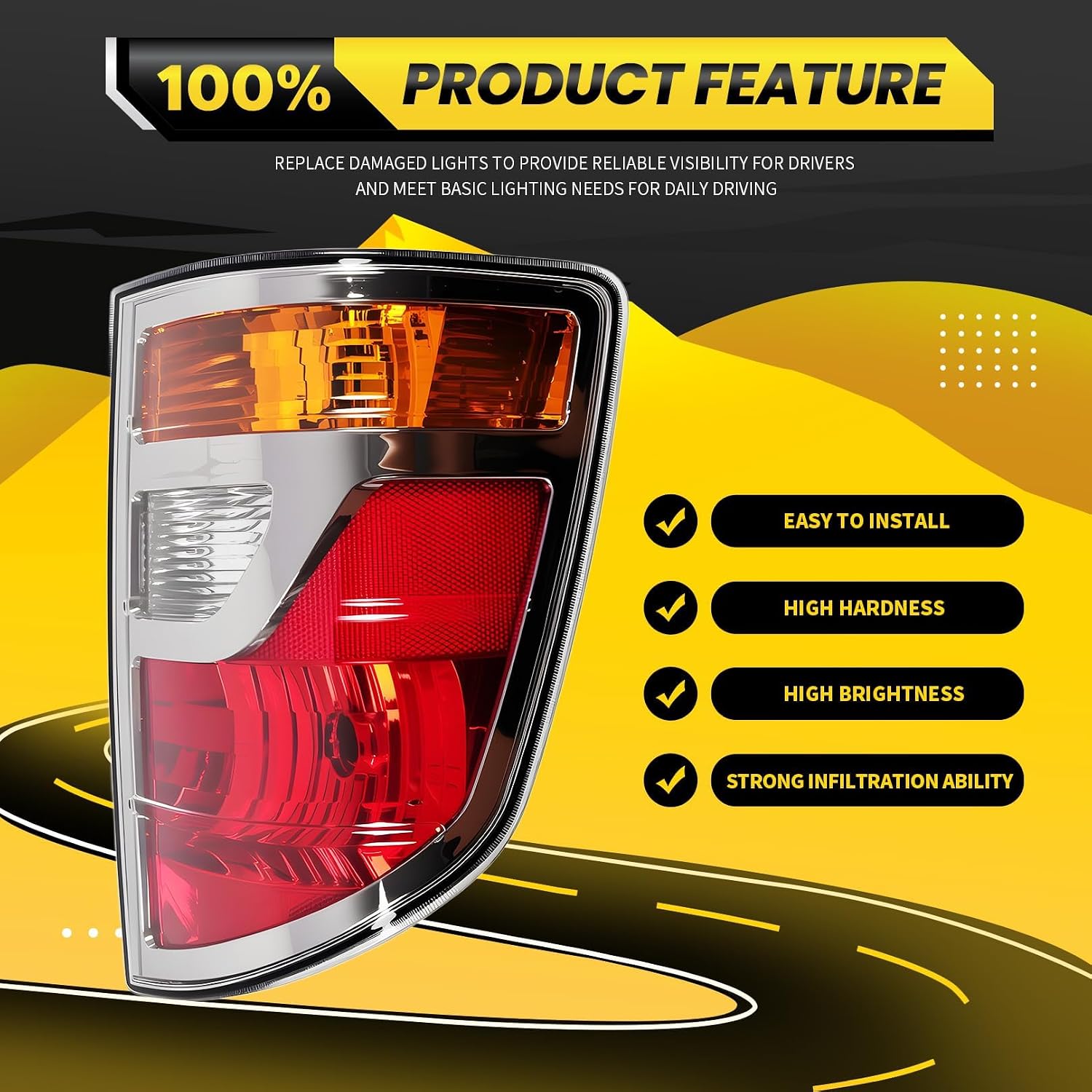 Right Halogn Tail Light W/O Bulb Compatible with Ridgeline 2006-2008 Passenger Side Rear Tail Lamp Brake Light 33501SJCA01 HO2819131