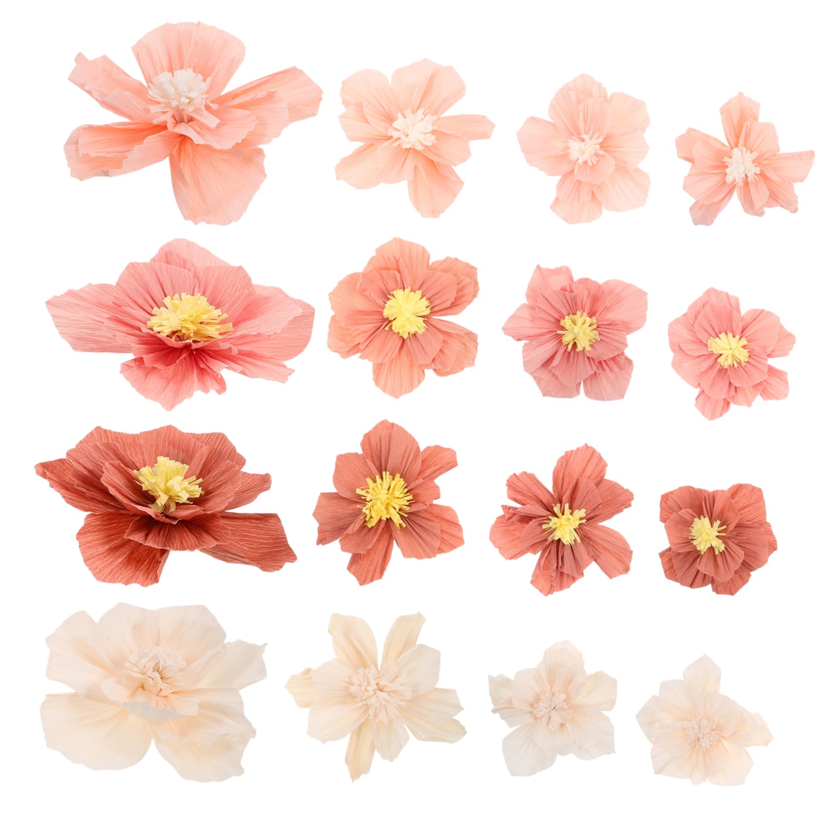 Fleurs en papier crépon Galpada pour décoration murale de mariage