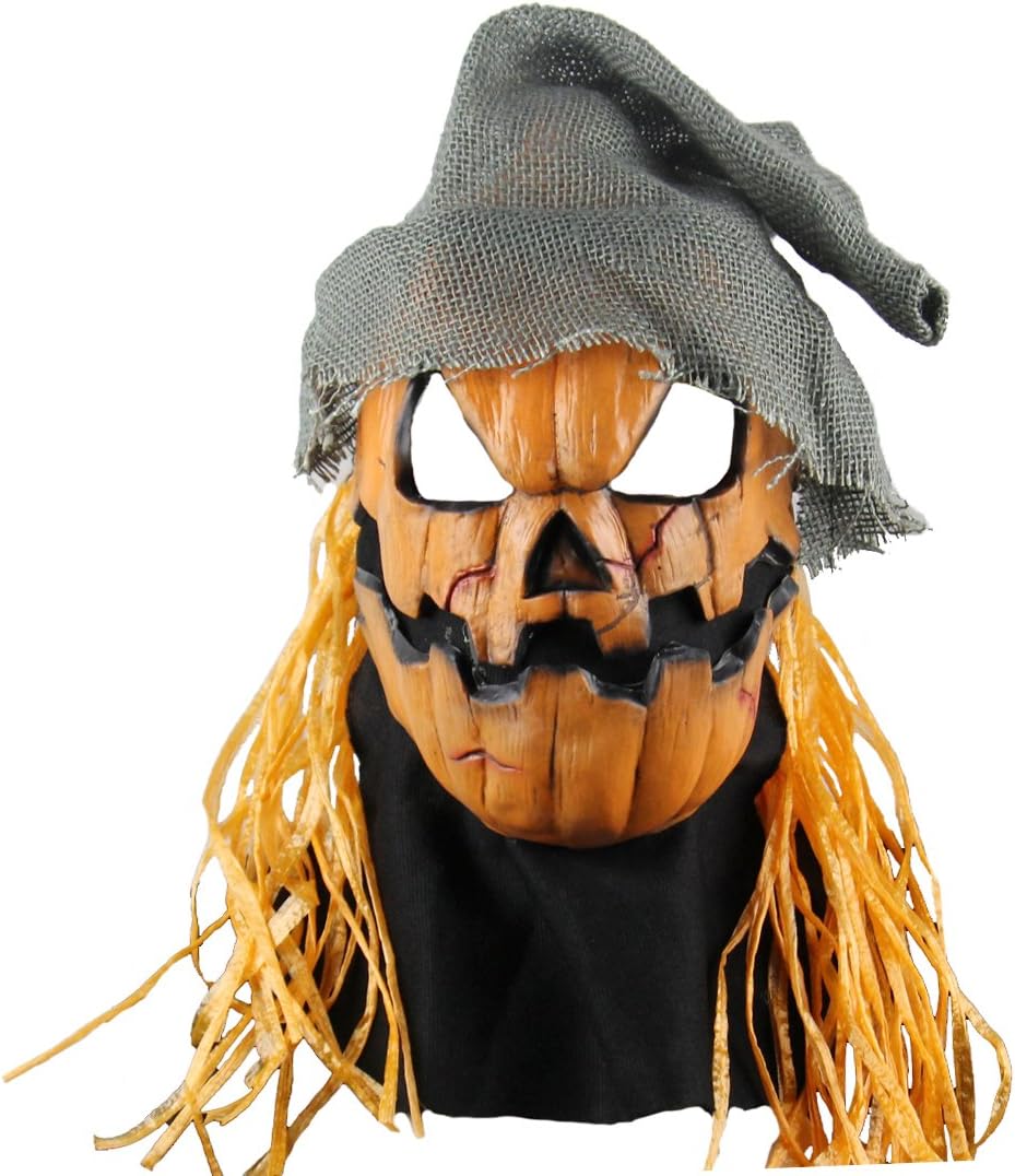 Pumpkin head mask villain Halloween Vamapire Masquerade Scary Latex Monster party Cosplay