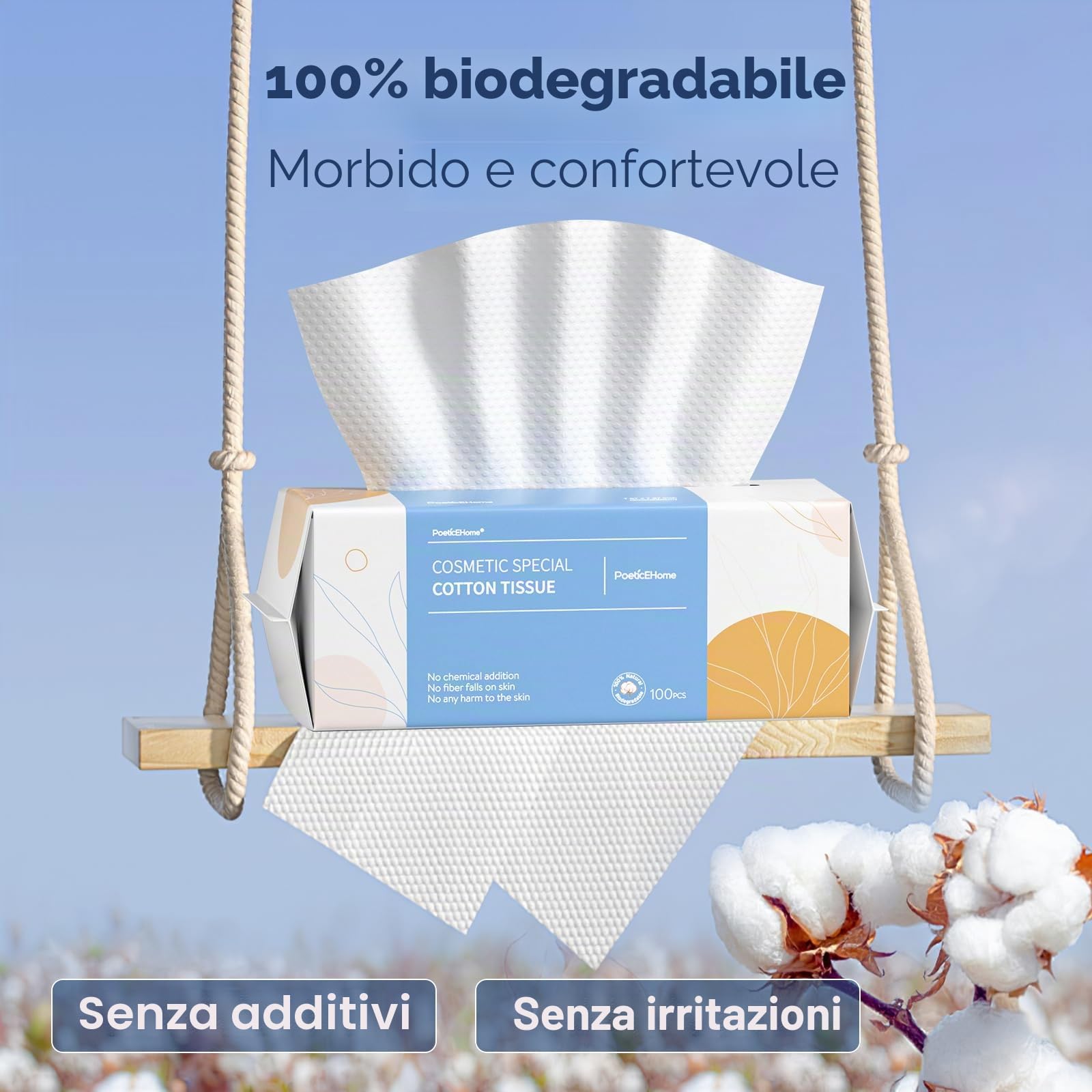 PoeticEHome Asciugamani Viso Monouso 600 Pezzi - Salviette Struccanti Ultra Morbide in Cotone Biodegradabile per Pelli Sensibili