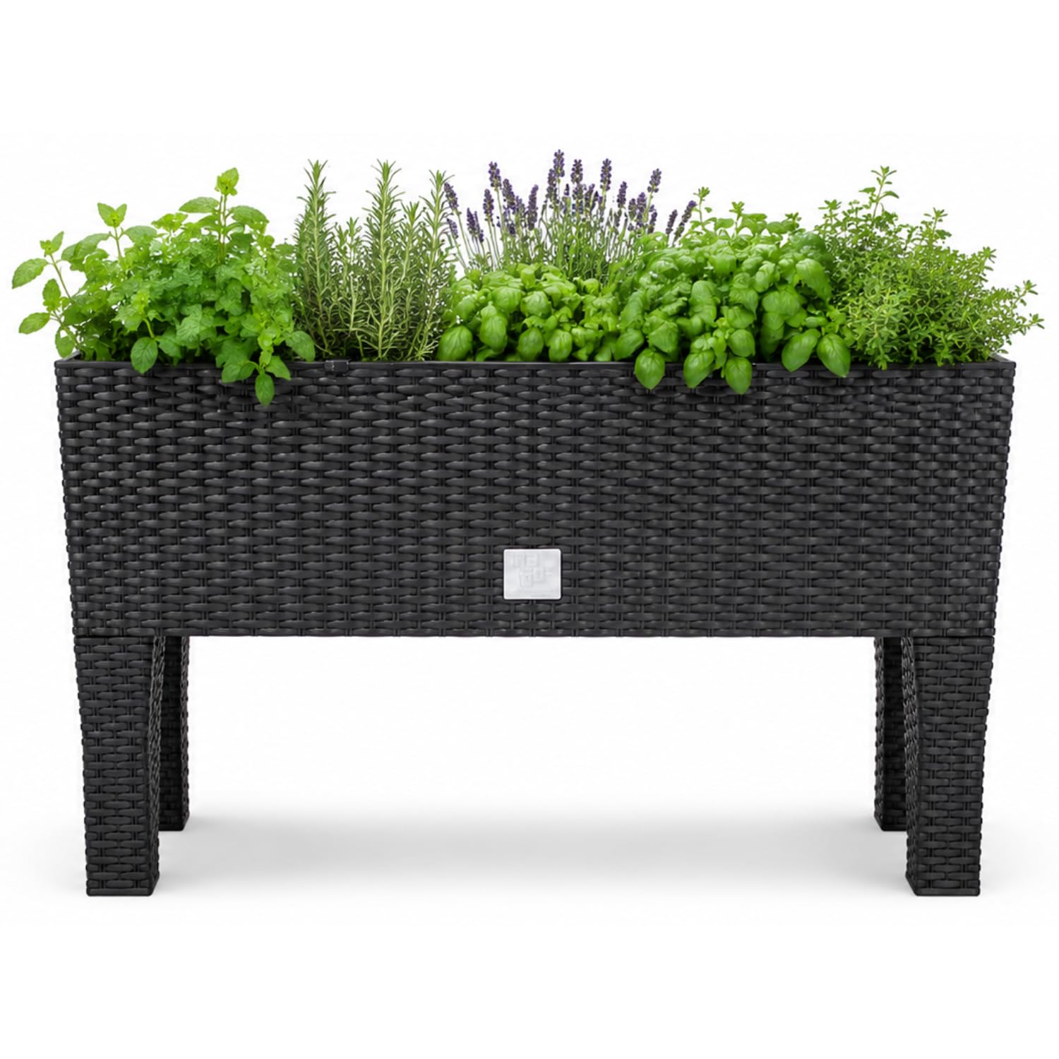 Deuba® Anthracite Raised Planter 60X25x46cm Rattan Design
