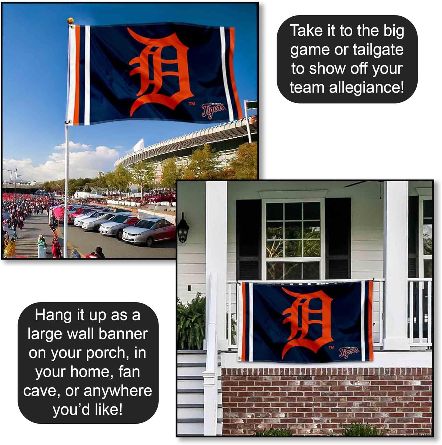 WinCraft Detroit Tigers Logo 3x5 Foot Grommet Banner Flag - Image 4