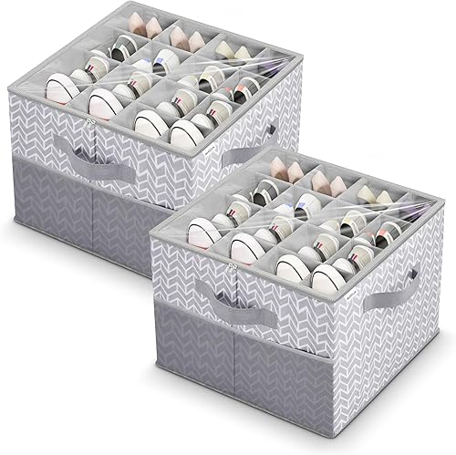 Miniatura 6 de ALCOVA Organizador de zapatos para armario, paquete de 3 cajas de almacenamiento de zapatos con cubierta transparente, caja de almacenamiento