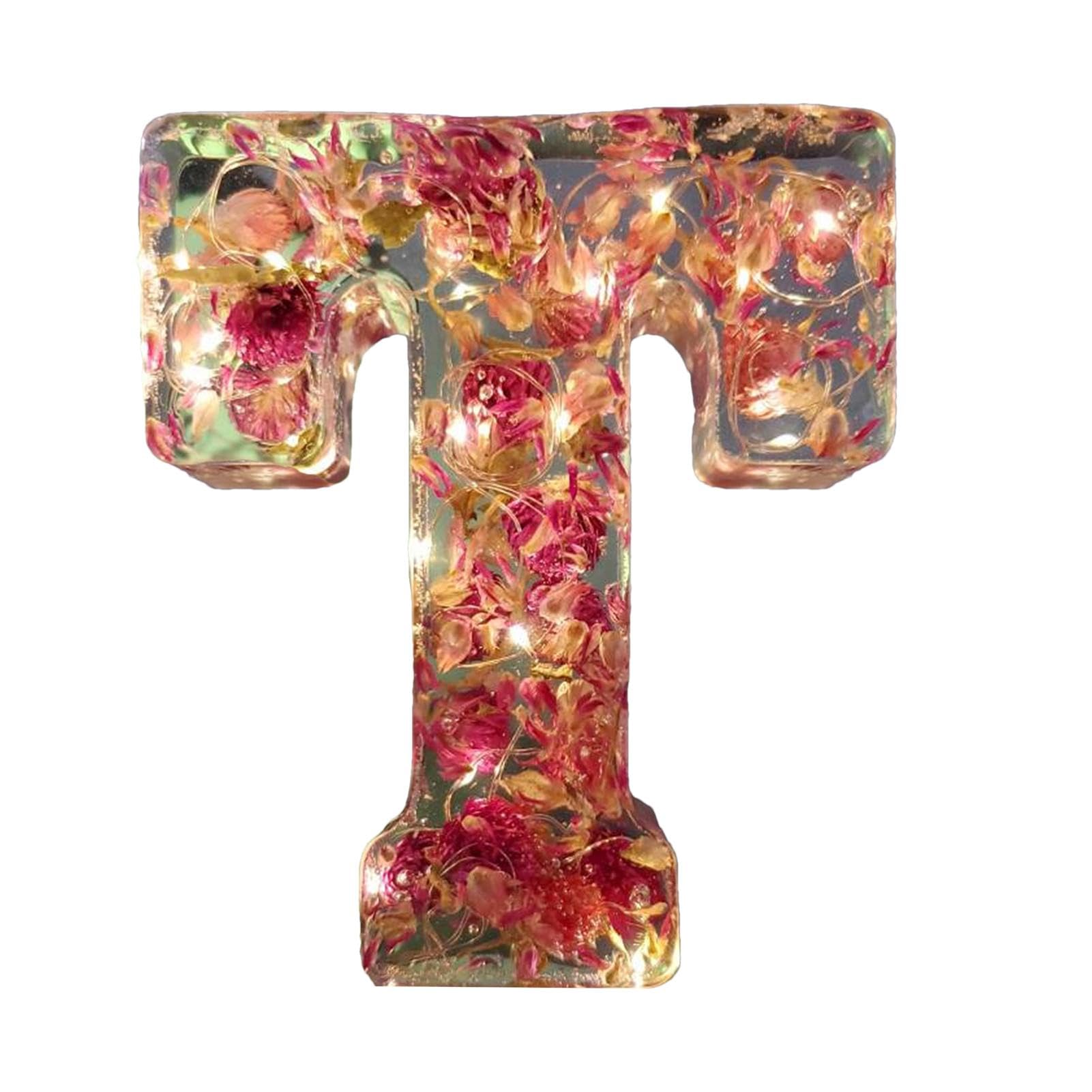 Yulokdwi Floral Resin Night Light - Personalized Dried Flowers Letter Lamp