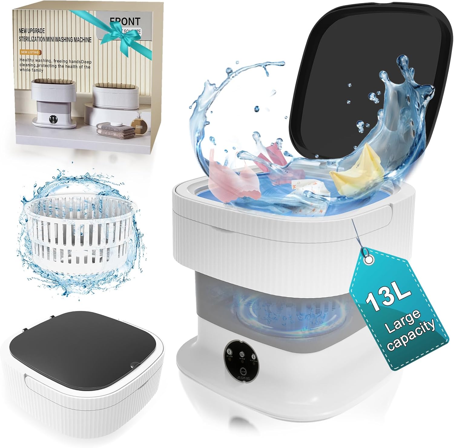 HOT Purple Foldable Washing Machine Portable Foldable