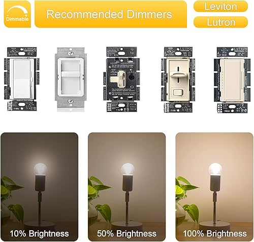 Miniatura 4 de Bombilla LED A15 regulable, bombillas de globo E26 de 2 W, equivalente a bombilla incandescente de 25 W, blanco cálido suave de 3000 K, vidrio