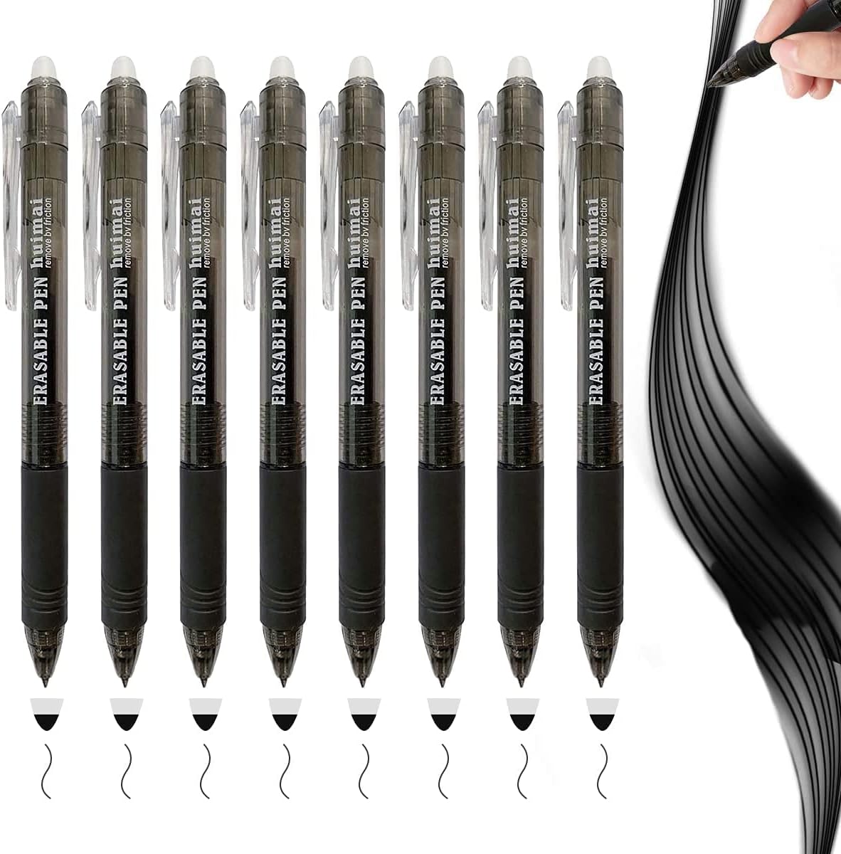 Hirsrian Erasable Gel Pens, 0.5mm Fine Point Retractable Gel Rollerball