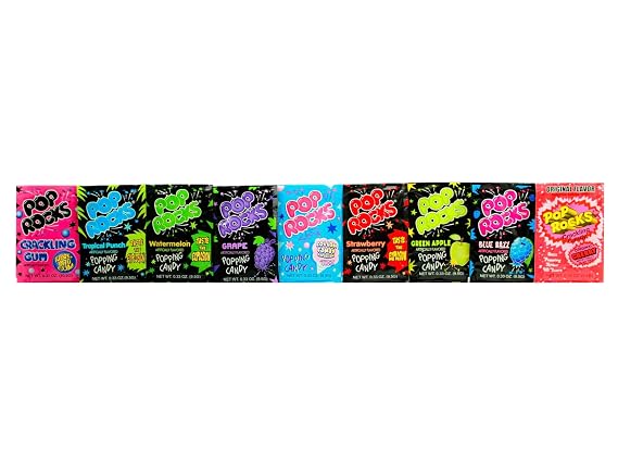 Pop Rocks (9 Pack) -9 Individually Wrapped Packets of Pop Rocks Candies - 9 Assorted Flavors of Crackling Popping Candys