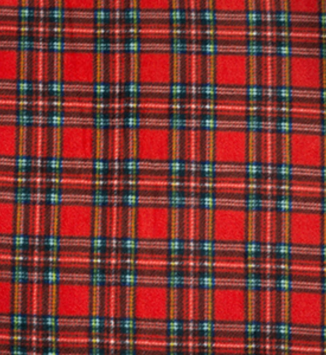 CRS Fur Fabrics Printed Polar Fleece Material - RED Tartan, 1Mtr 150cmx100cm