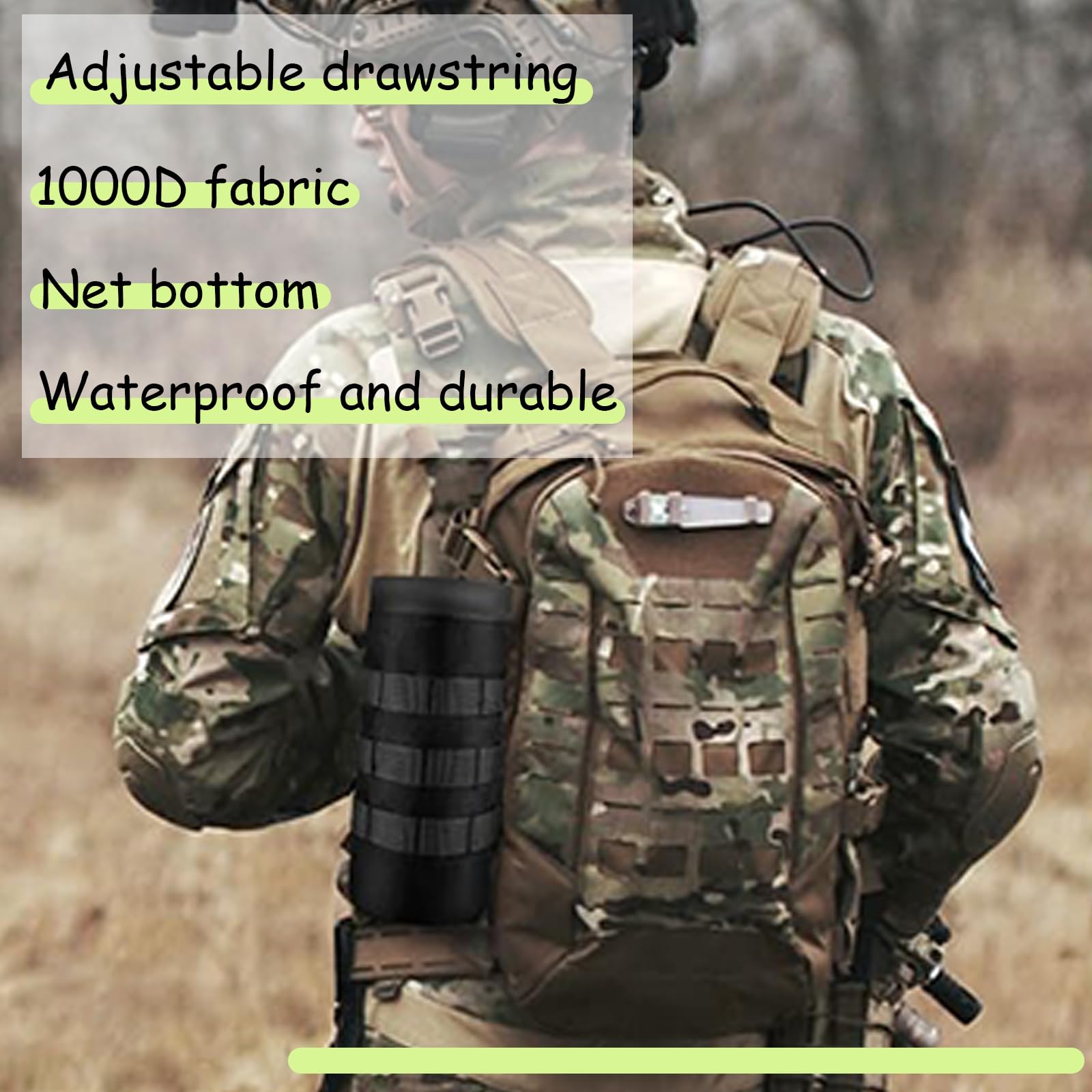 Porte-gourde Sac à Dos – Poche Molle Réglable, Polyester, 23 X 10 Cm, Pour Randonnée Et Sports - 3