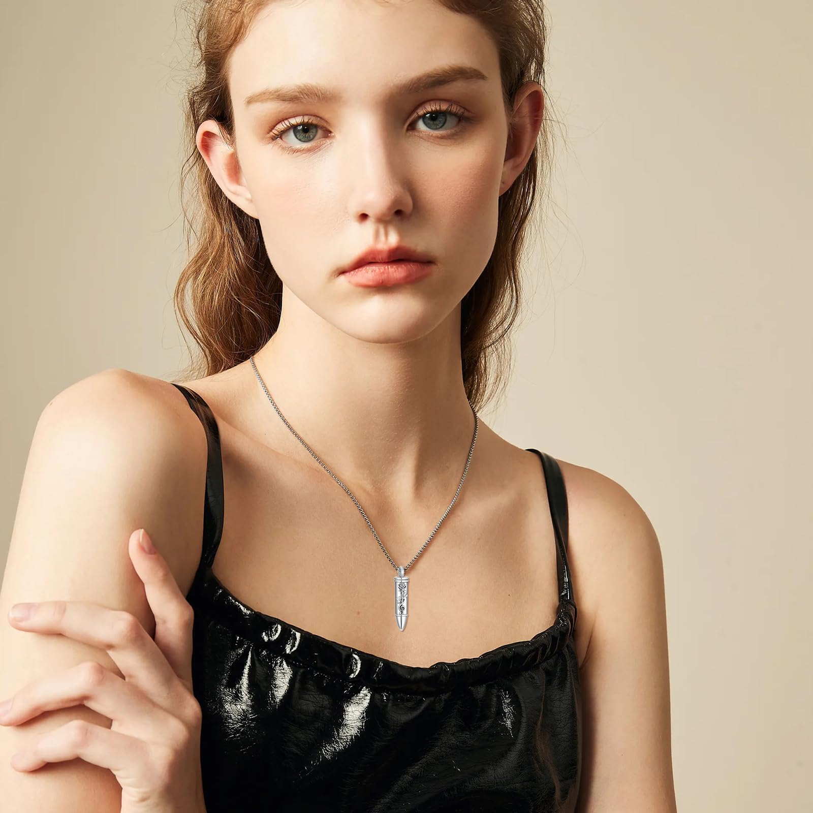 ROMANTICWORK Collana con urna a forma di proiettile, in argento Sterling 925, con ciondolo a forma di aquila, lupo, musica, scorpione, per anniversari, compleanni, regali di Natale, uomini e donne