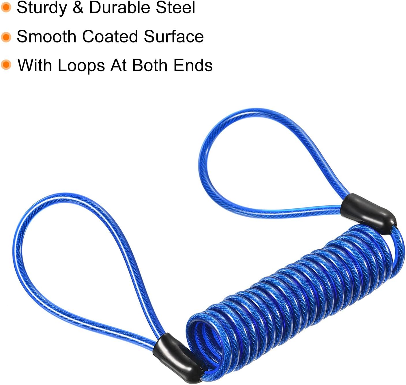 PATIKIL Security Steel Cable 3.5mm x 1.5m/4.92ft Coated Spring Luggage Lock Wire Rope with Double Loop Blue 2 Pack - Image 4