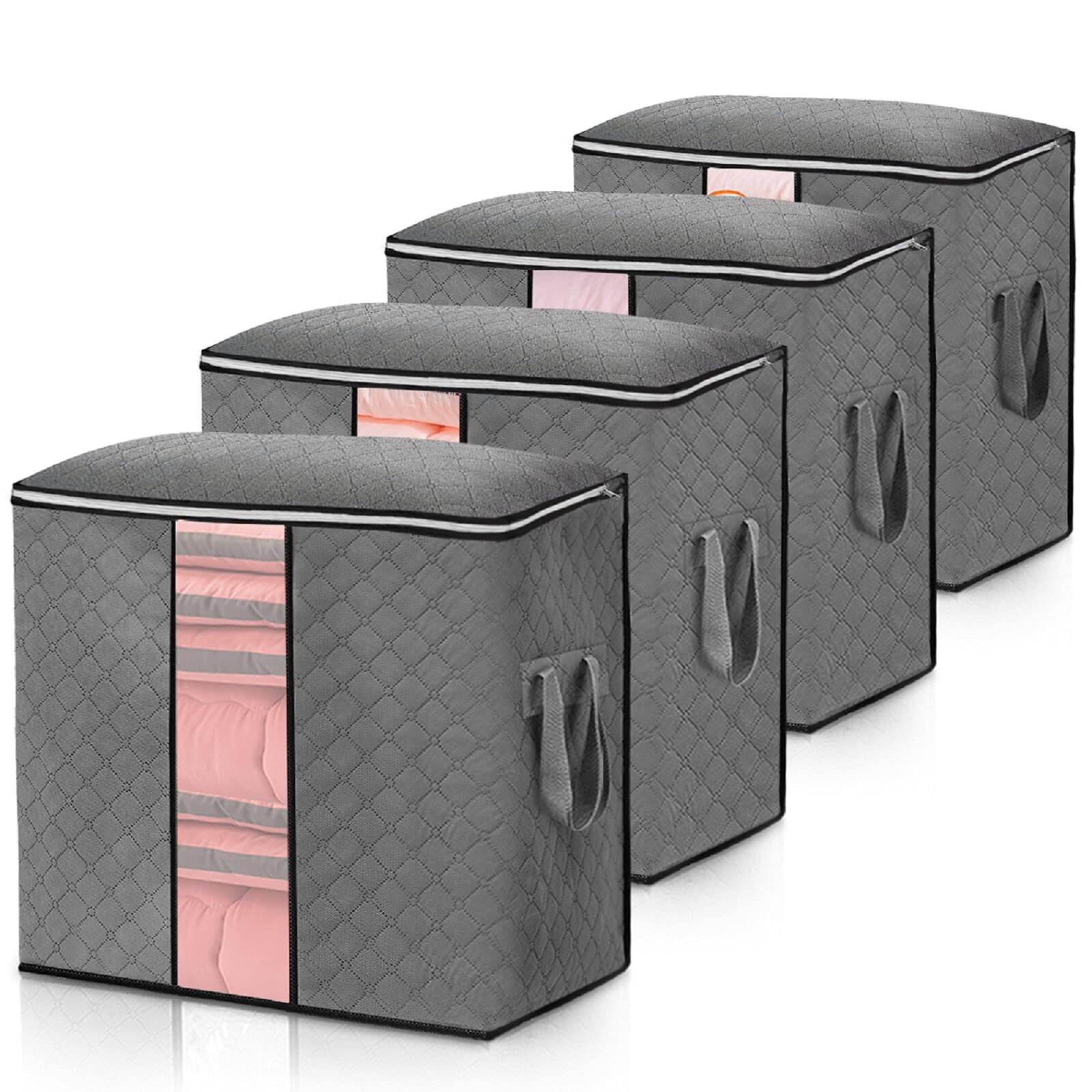 Sac de rangement pliable en tissu non tissé pour vêtements - Grande capacité - Gris foncé