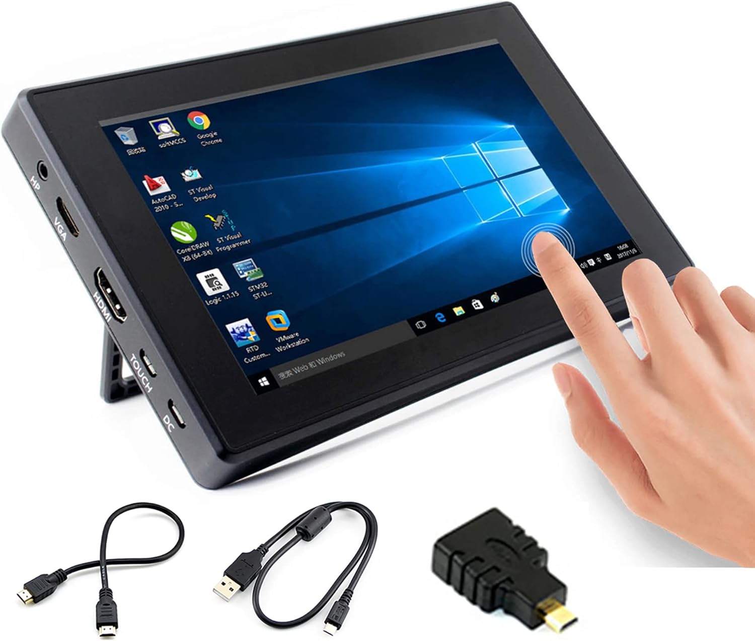 waveshare 7" IPS Display LCD Capacitive Touch Screen Monitor 1024x600 Resolution HDMI/VGA Port, for Raspberry Pi 4B/3B+/3B/2B/A+/Zero W/WH/Jetson Nano/Banana Pi/Windows 10/8.1/8/7