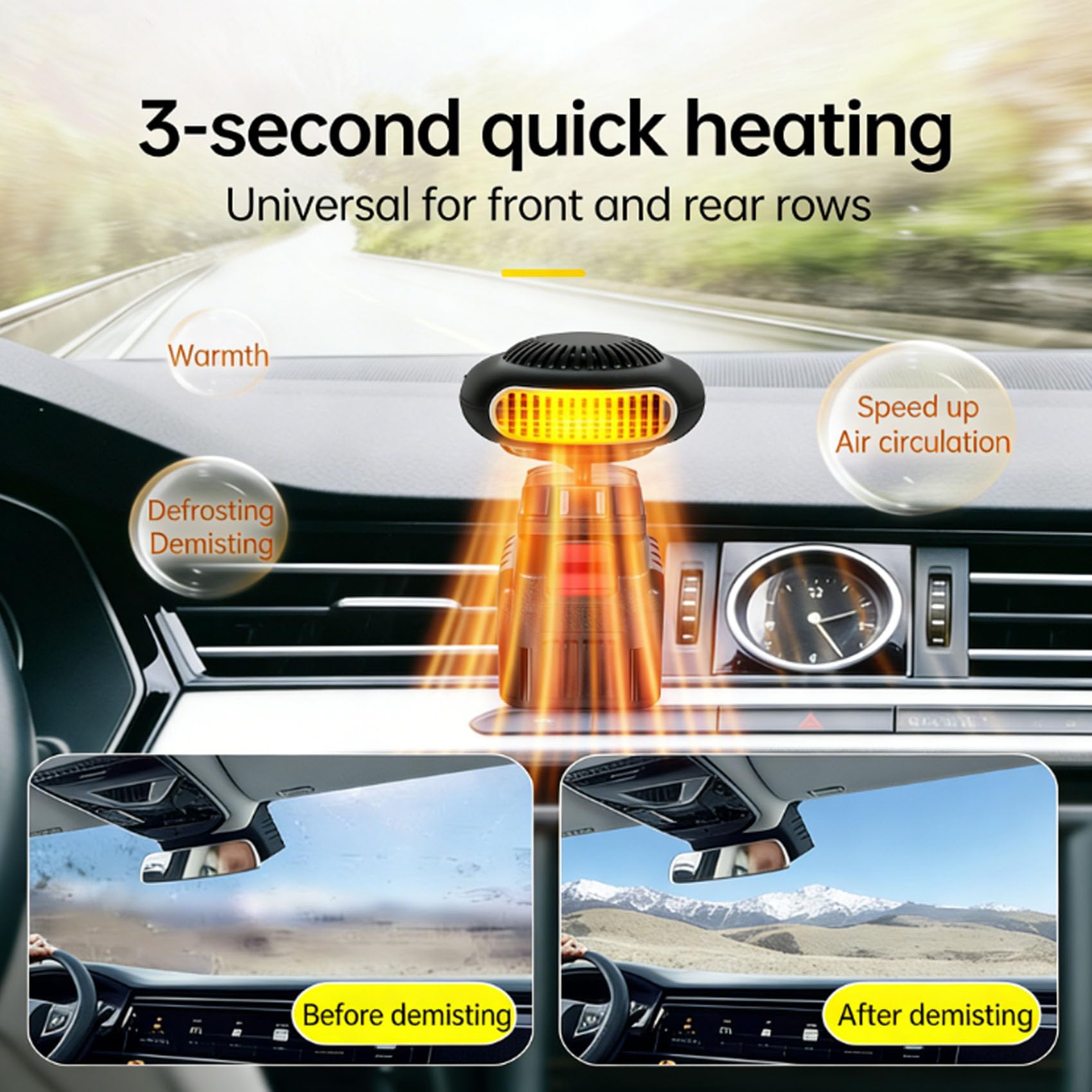 Battery Powered Space Heater, Battery Operated Heaters For Indoors, Dual USB, With 3000mah Rechargeable Batteries, Wireless, Portable, Silent, And Anti-Tilt Design For Cars/Camping (5-cell *2) — view 3