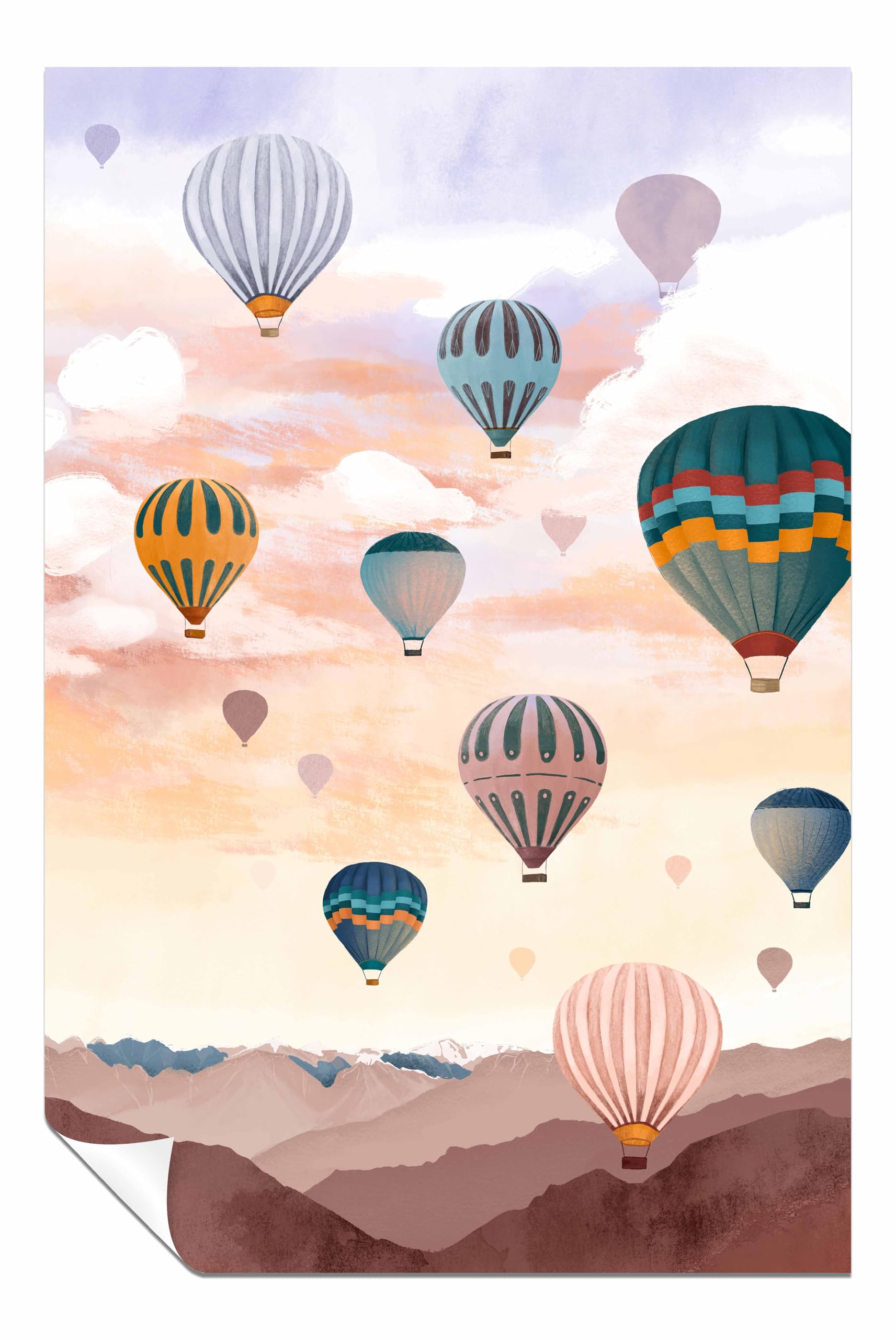 Airballoon Sky Unframed Poster Print, Pictures for Home Walls, Bedroom, Living Room & Bathroom Decor 31x20cm (12x8in)