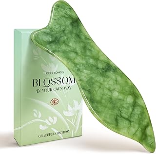 Rena Chris Xiuyan Jade Facial Gua Sha Tool, Acupressure & Gua Sha, Sculpt The Jawline and Reduce Puffiness, Skincare Gift with User Manual (Green)