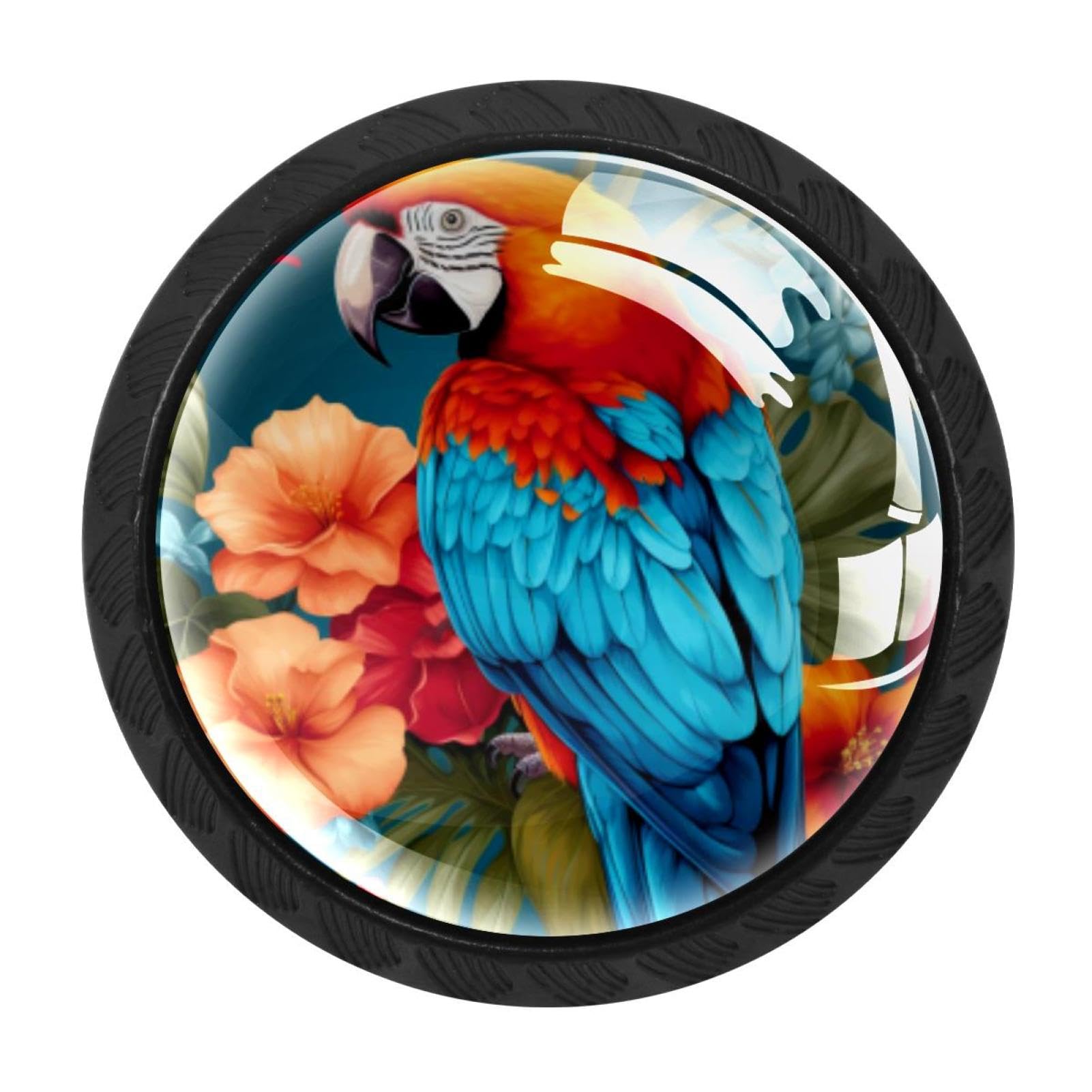 CHENZZZZ 4 Pieces Parrot Kitchen Cabinet Knobs Drawer Knobs Dresser Knobs Black Knobs Drawer Pulls Dresser Drawer Handles Knobs for Dresser Drawers