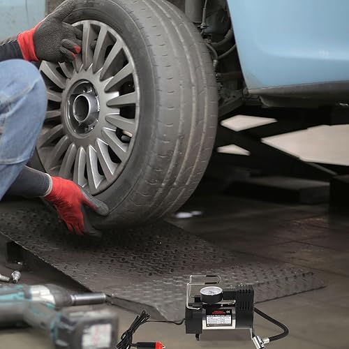 Miniatura 7 de Vaguelly Compresor de aire portátil para automóvil, bomba infladora de neumáticos de un solo cilindro con parada de presión automática para coches,