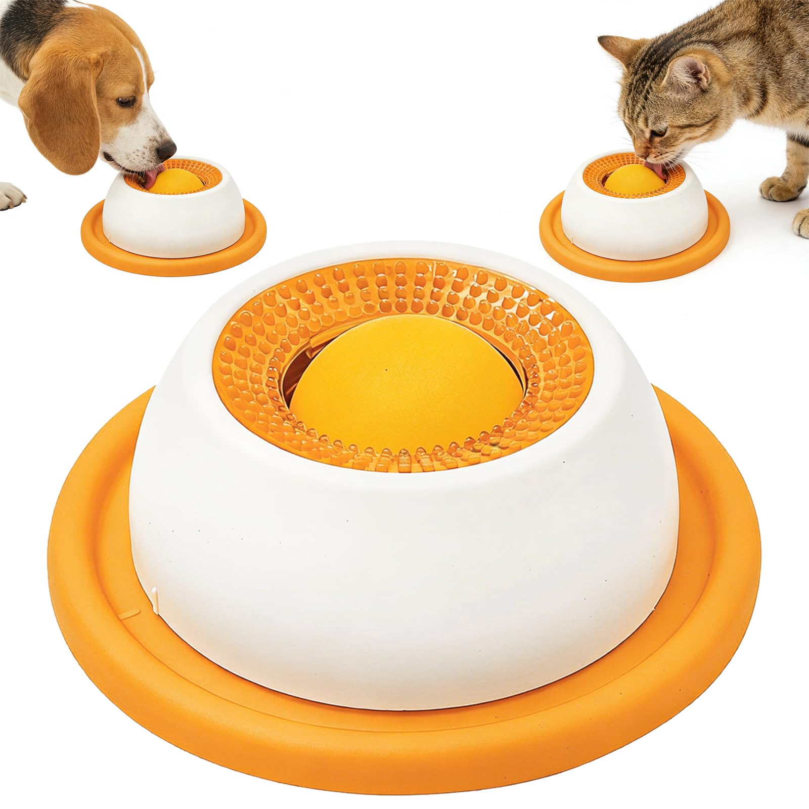XMSHENG Schleckball für Hunde Leckspielzeug Leckball Hund Katze Beschäftigung Lick Bowl (Gelb)