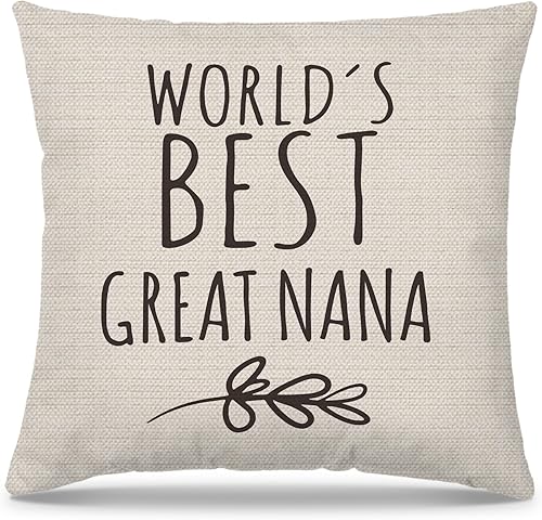 Great Nana Gifts - Fundas de almohada de 18 x 18 pulgadas, el mejor regalo para el día de la madre, cumpleaños, la mejor gran nana del mundo, funda