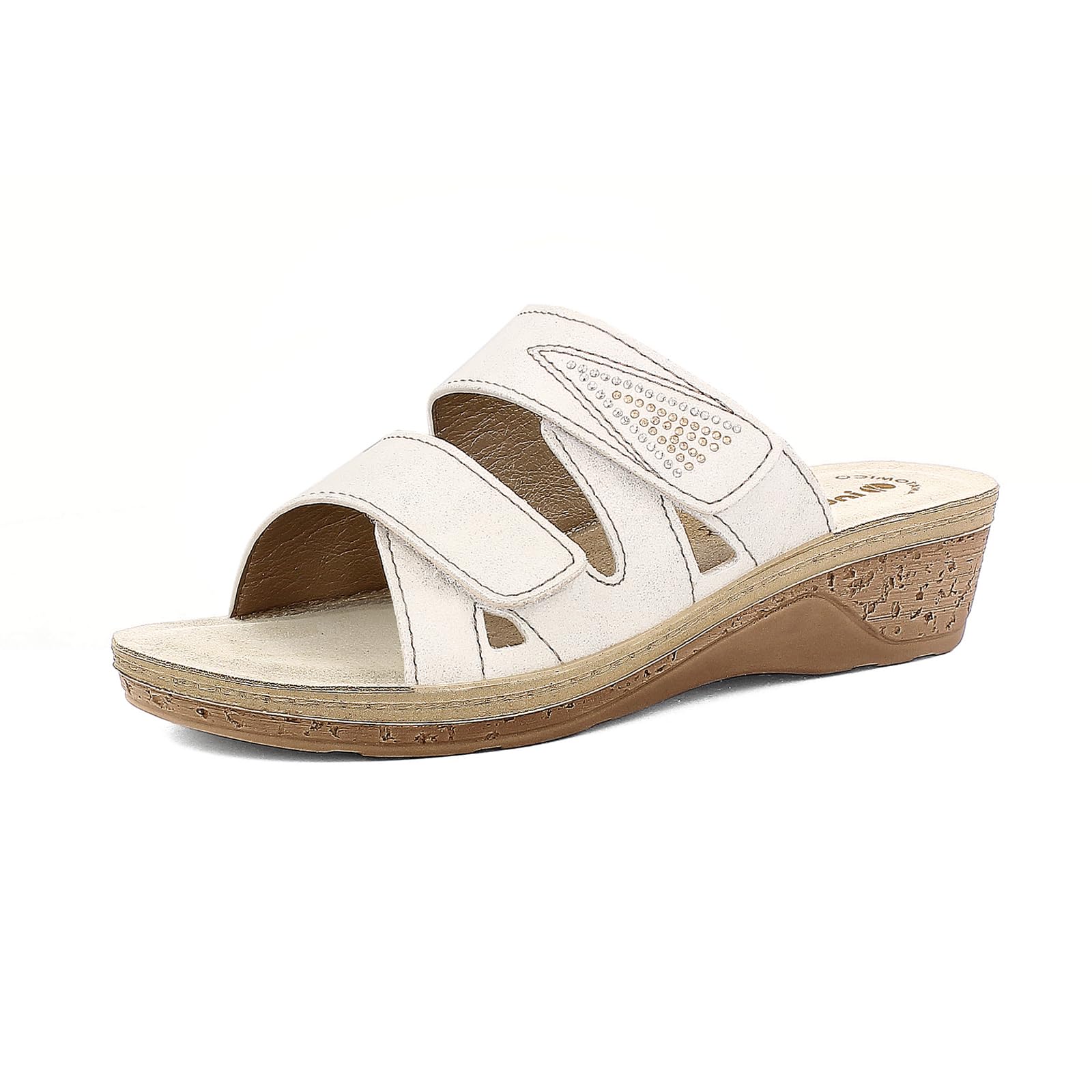 Ciabatte Donna Inblu In Ecopelle - Doppia Fascia Con Strass E Plantare In Pelle, Taglie 35-41 - Foto 6