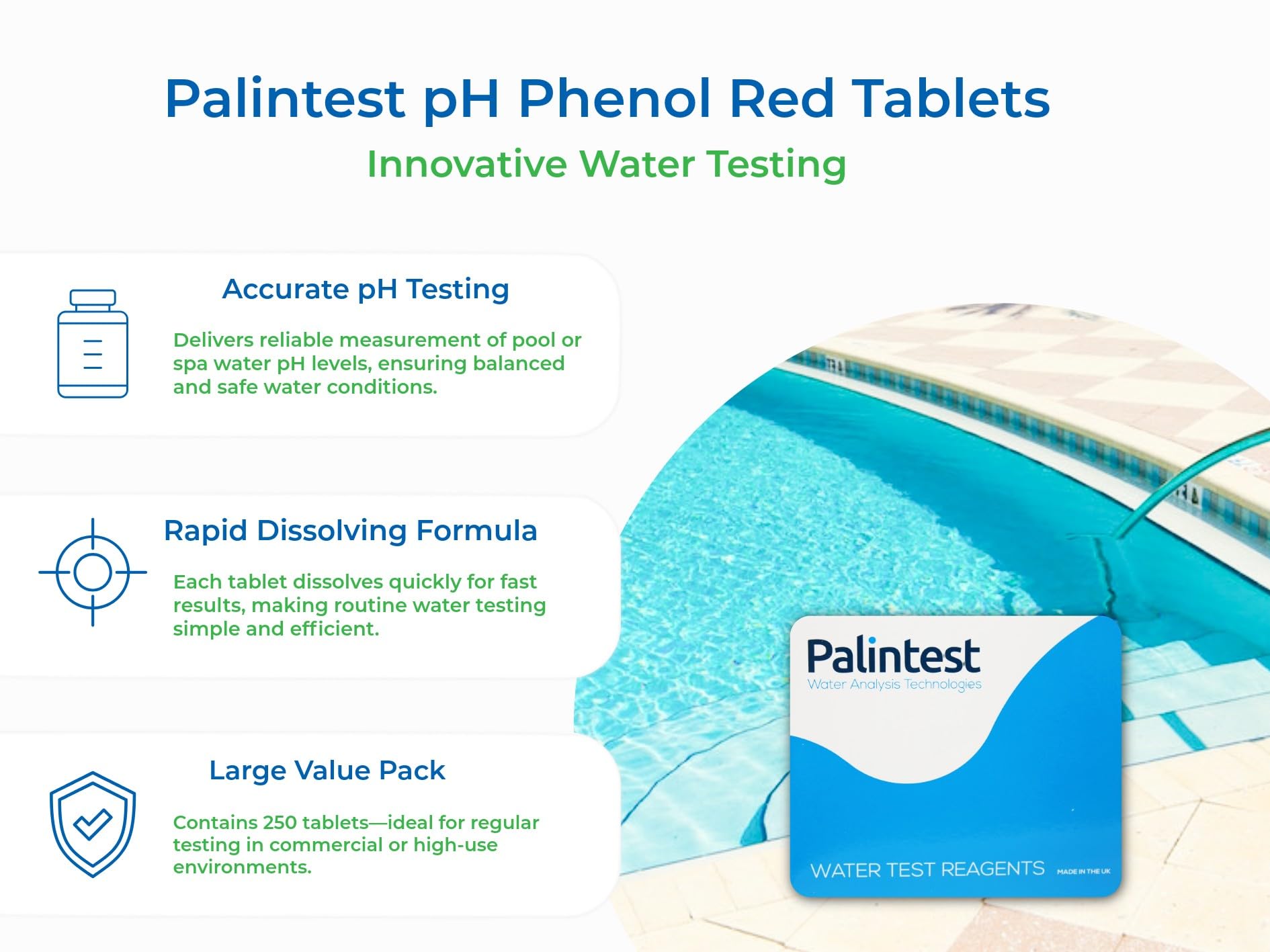 Palintest pH Rapid Dissolve compresse, per piscine, spa, da test all water