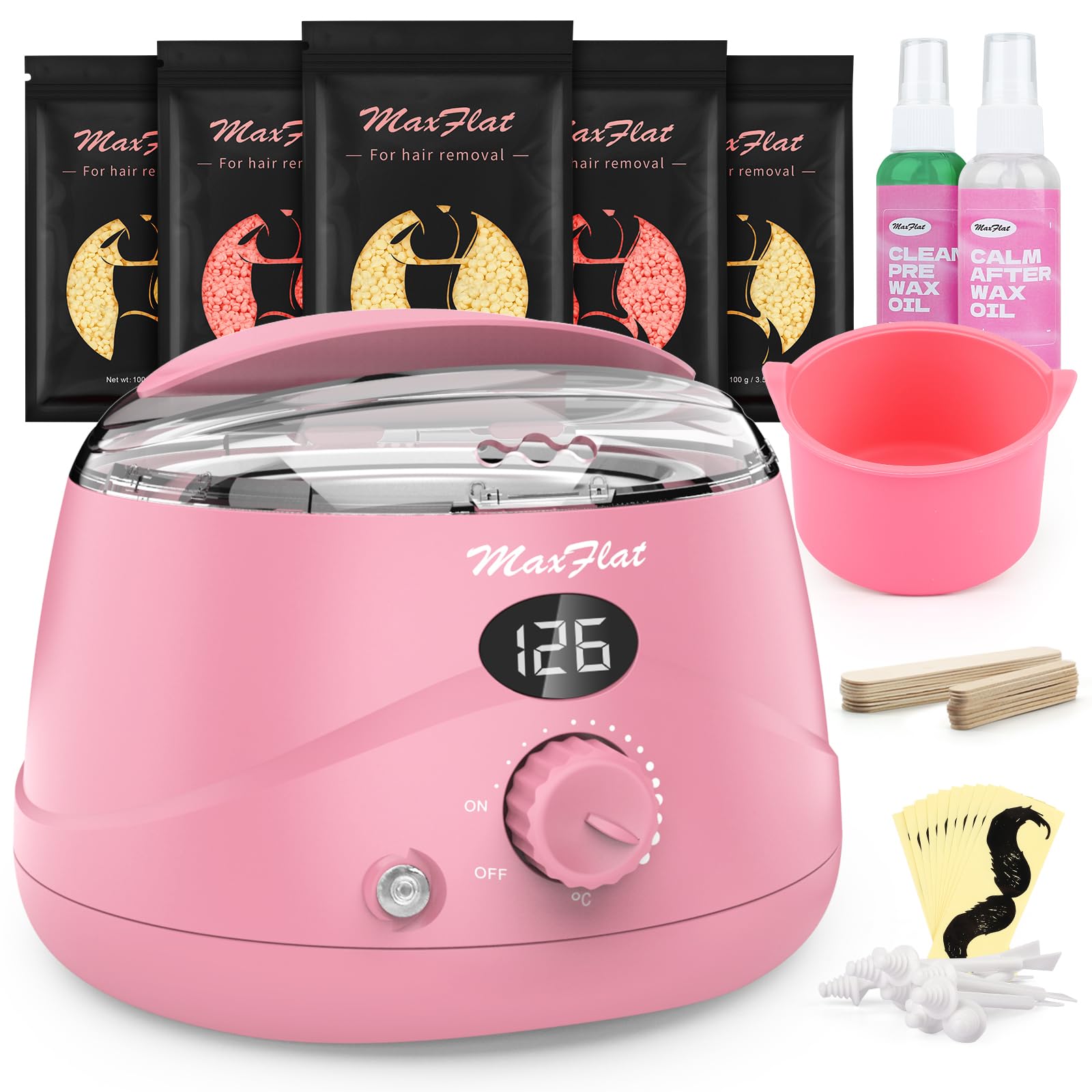 Scaldacera, scaldacera professionale ceretta brasiliana scalda cera per ceretta con cera brasiliana kit completo (Pink)