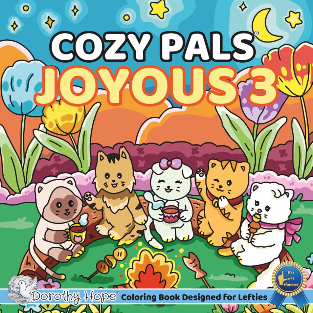 Cozy Pals JOYOUS 3 (Left-Handed Edition): Comfy Coloring Book for Left-Handed Adults and Teens Featuring Cute Adorable Kittens in Joyous Moments (Bold & Simple, Cute & Easy) (COZY PALS Series)