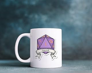 Purple Role Playing D20 Fail Mug. Great gift for anyone who loves Role Playing Games. Perfect for Family Friends Humorous birthday, Secret Santa Gift present idea. Tea Coffee Drinkers