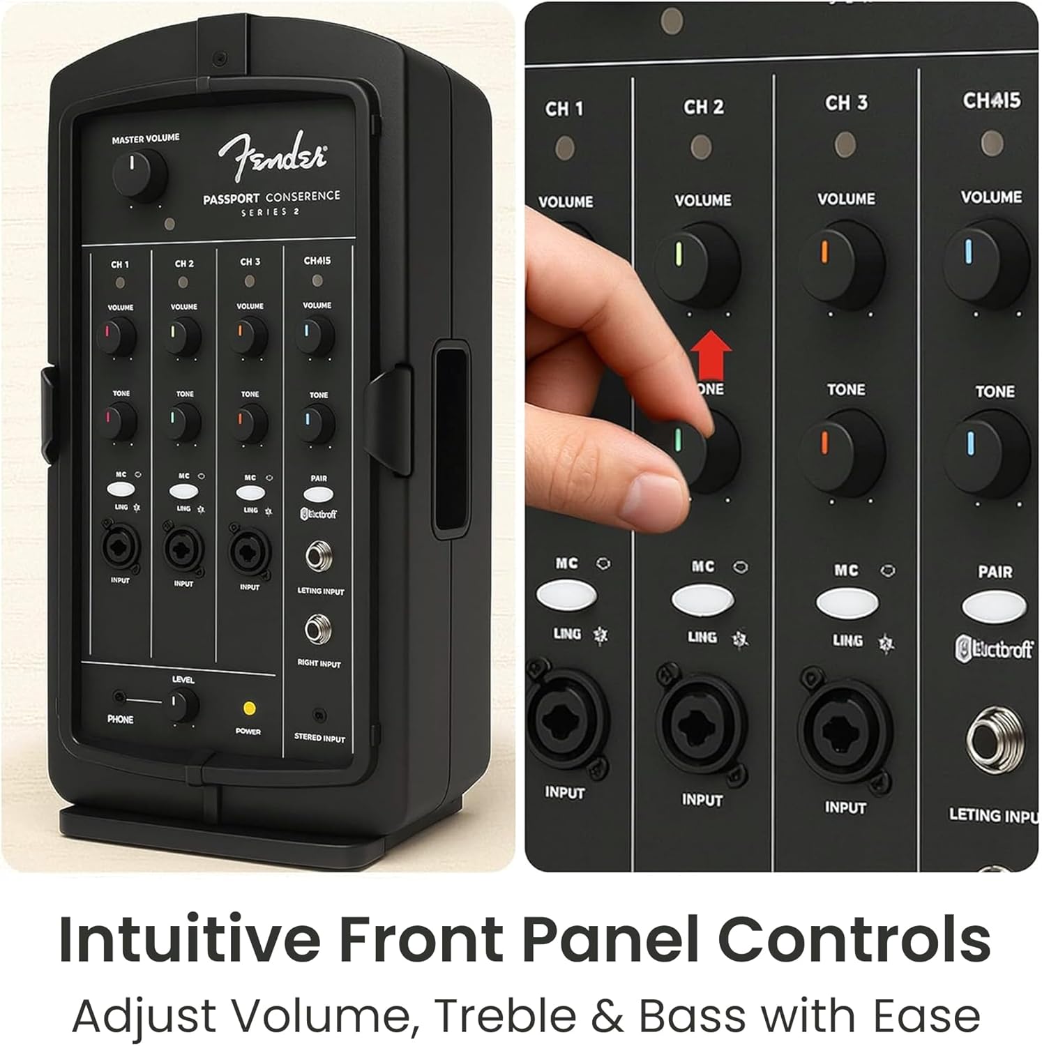 Fender Passport Conference S2 Portable PA System Bundle with Compact Speaker Stands, XLR Cable, and Instrument Cable