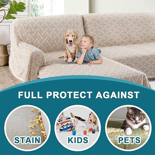 Miniatura 26 de Turquoize Fundas de sofá modulares en forma de L, funda de sofá seccional, lavable, 2 piezas, fundas de sofá para sofá seccional, con tela jacquard