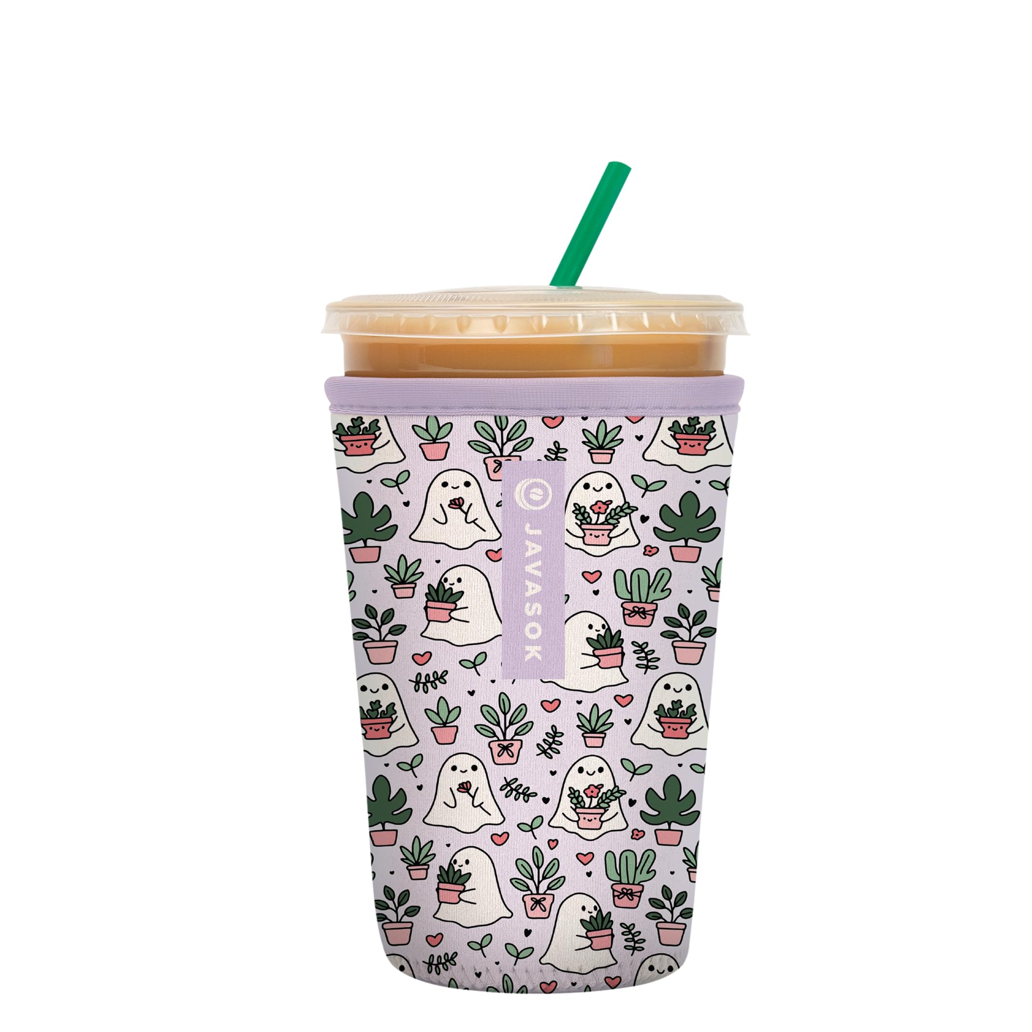 Sok It JavaSok Iced Coffee &amp; Cold Soda Insulated Neoprene Cup Sleeve (Boo-tanicals, Medium: 22-28oz)