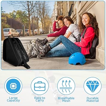 flintronic Roller Skate Bag, Ice Skates Storage Bag Unisex, Breathable Figure Skating Shoes Carry Bags, with Adjustable Shoulder Strap and Top Handle, for Storage Ice Skating Accessorie