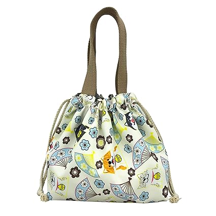 Enyuwlcm Mini Lunch Tote Pouch Reusable Small Cute Lunch Bag with Drawstring Suitable for Girls Women Dog Beige