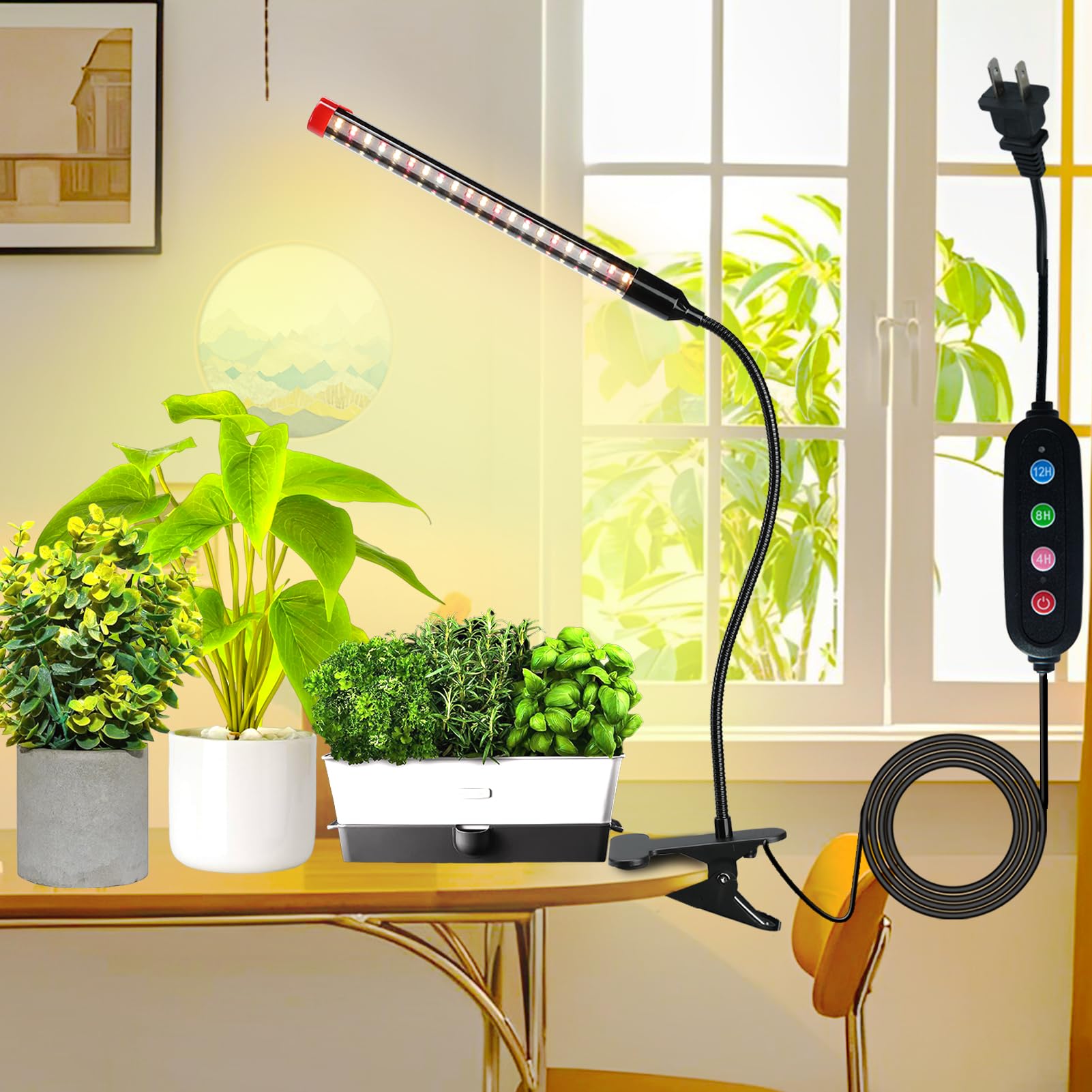 Grow Lights for Indoor Plants Full Spectrum 9 Watt, 1000 Lumen Plant Light, Auto On Off Plant Grow Light with 4 8 12 Hrs Timer, 2024 Upgraded Small Growing Lamp