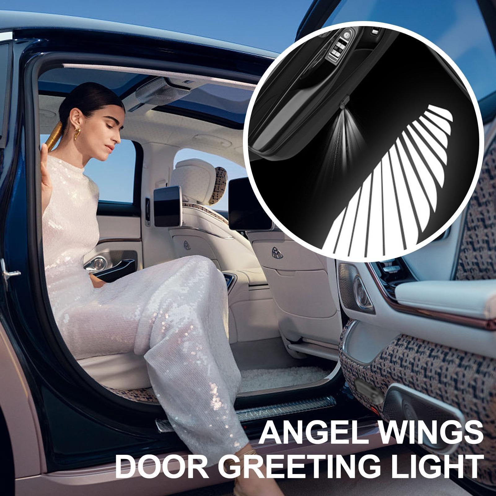 2 pares de luces de proyector de puerta de coche con alas de ángel, luces de charco de coche, luces inalámbricas de bienvenida para umbral de puerta de automóvil, luces de ambiente con proyector de