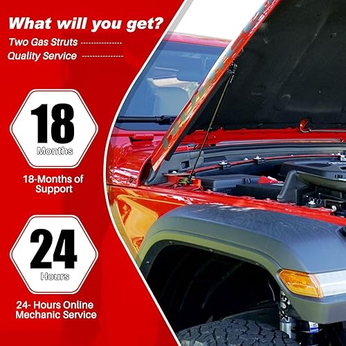 Miniatura 5 de Soportes de elevación de gasolina para Jeep Wrangler JL 2018-2023 y Jeep Gladiator 2020-2023 cubierta del motor del capó delantero del automóvil con