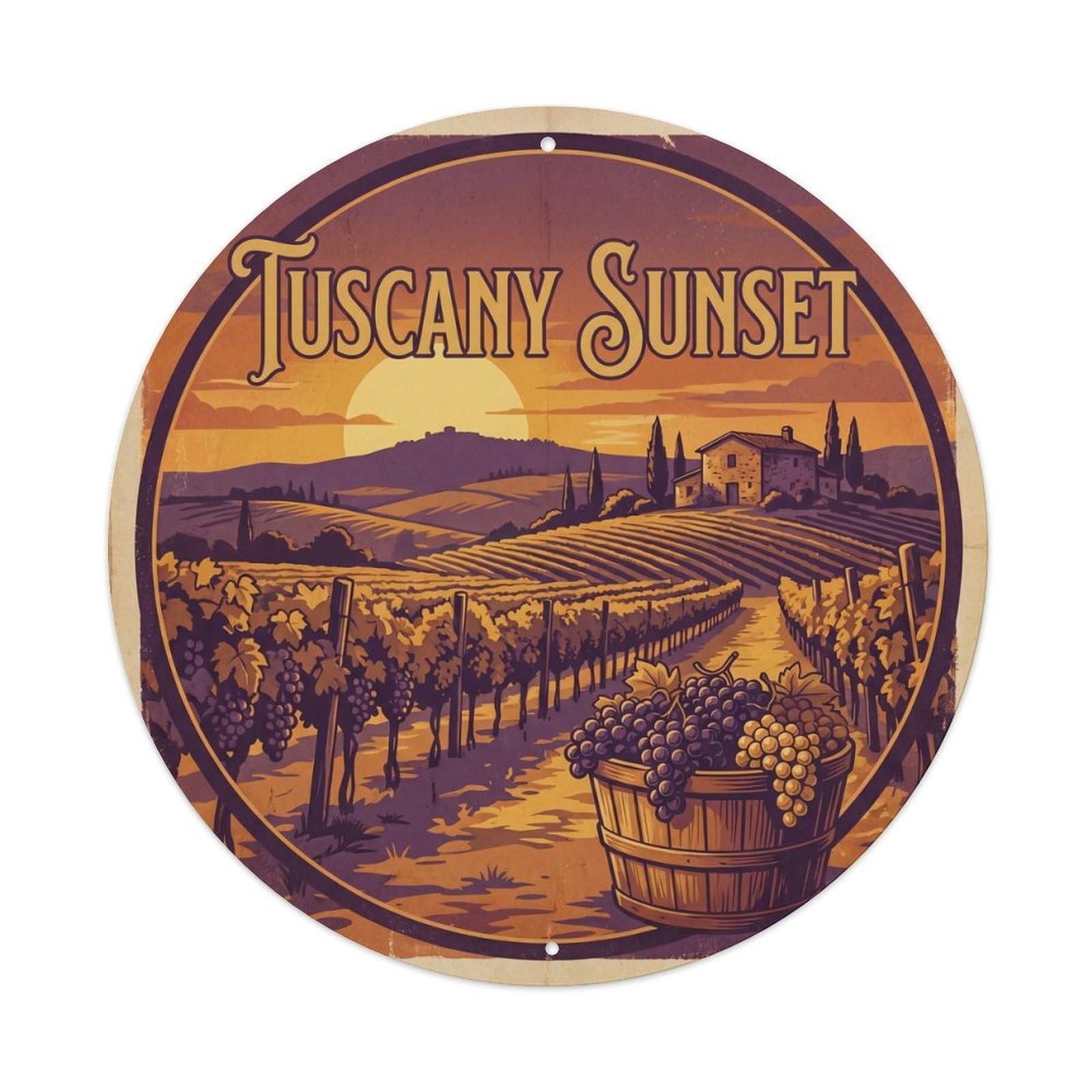 Tuscany Italy Food Culture Travel Vineyard Vintage Metal Tin Sign