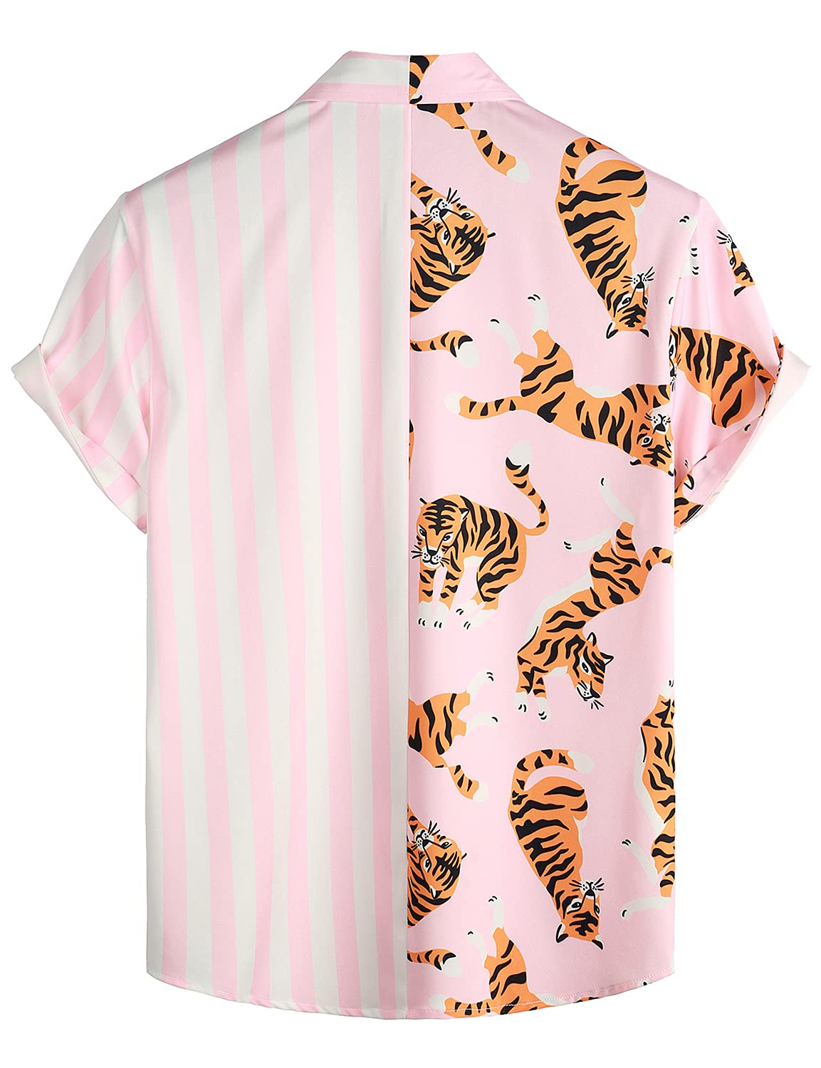 VATPAVE Herren Flamingo Hawaii 2 Teiliges Sets Kurzarm Freizeithemden Strand Outfits