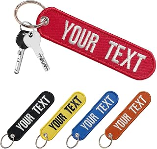 Personalized keychain, Custom Embroidery Your text on the keychain, Double Sided Key Tag For Men's/Motorcycles/Scooters/Cars etc