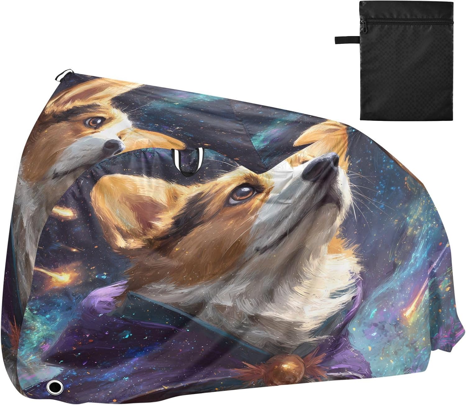 ALAZA Corgi Dog Starry Sky Bike Cover Waterproof Outdoor Ebike Bicycle Covers Tarp Protection for 1/2 Bikes, Sun UV Dust Wind Proof