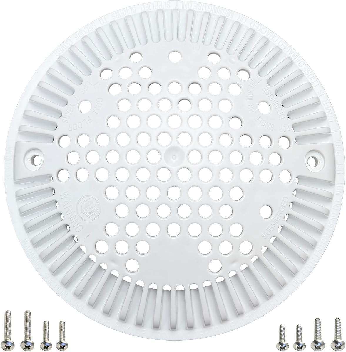 WG1048E 8 Inch White Pool Main Drain Cover Replacement Compatible with Hyaward WG1048E for Suction and Dual Outlet Cover Replacement for Pools (2, White)