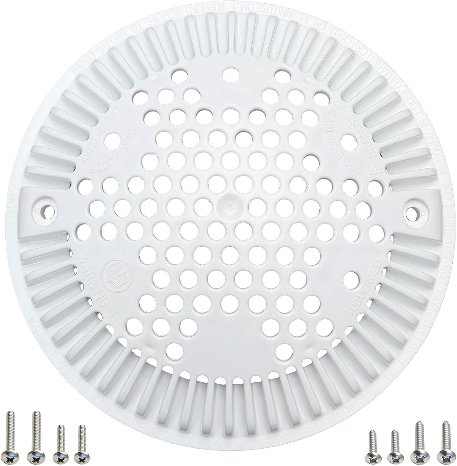 WG1048E White Pool Main Drain Cover Replacement Compatible with WG1048E for Suction and Dual Outlet Cover Replacement for Pools