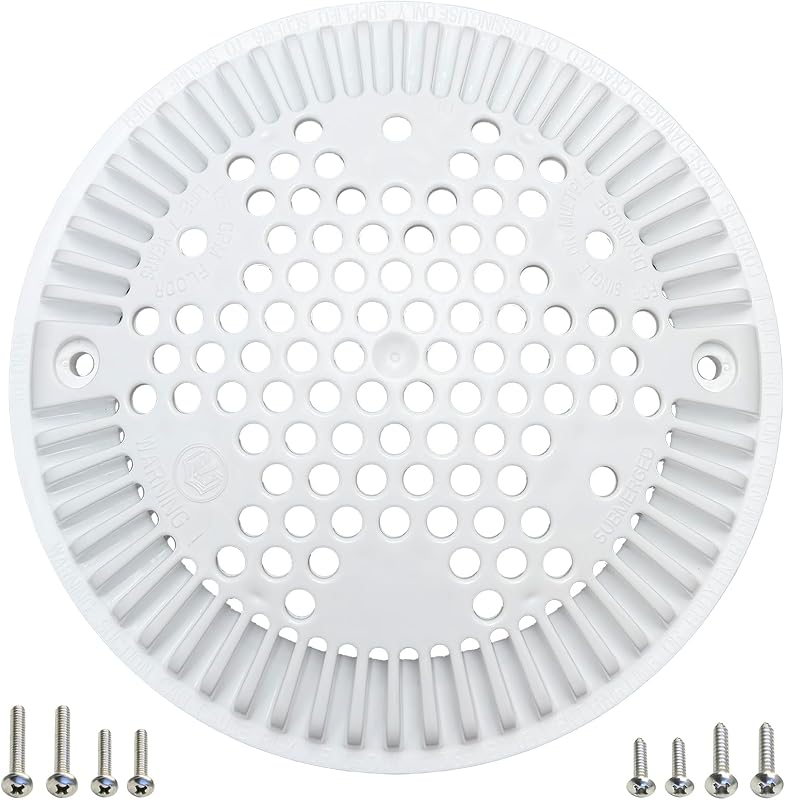 WG1048E 8 Inch White Pool Main Drain Cover Replacement Compatible with Hyaward WG1048E for Suction and Dual Outlet Cover Replacement for Pools (2, White)