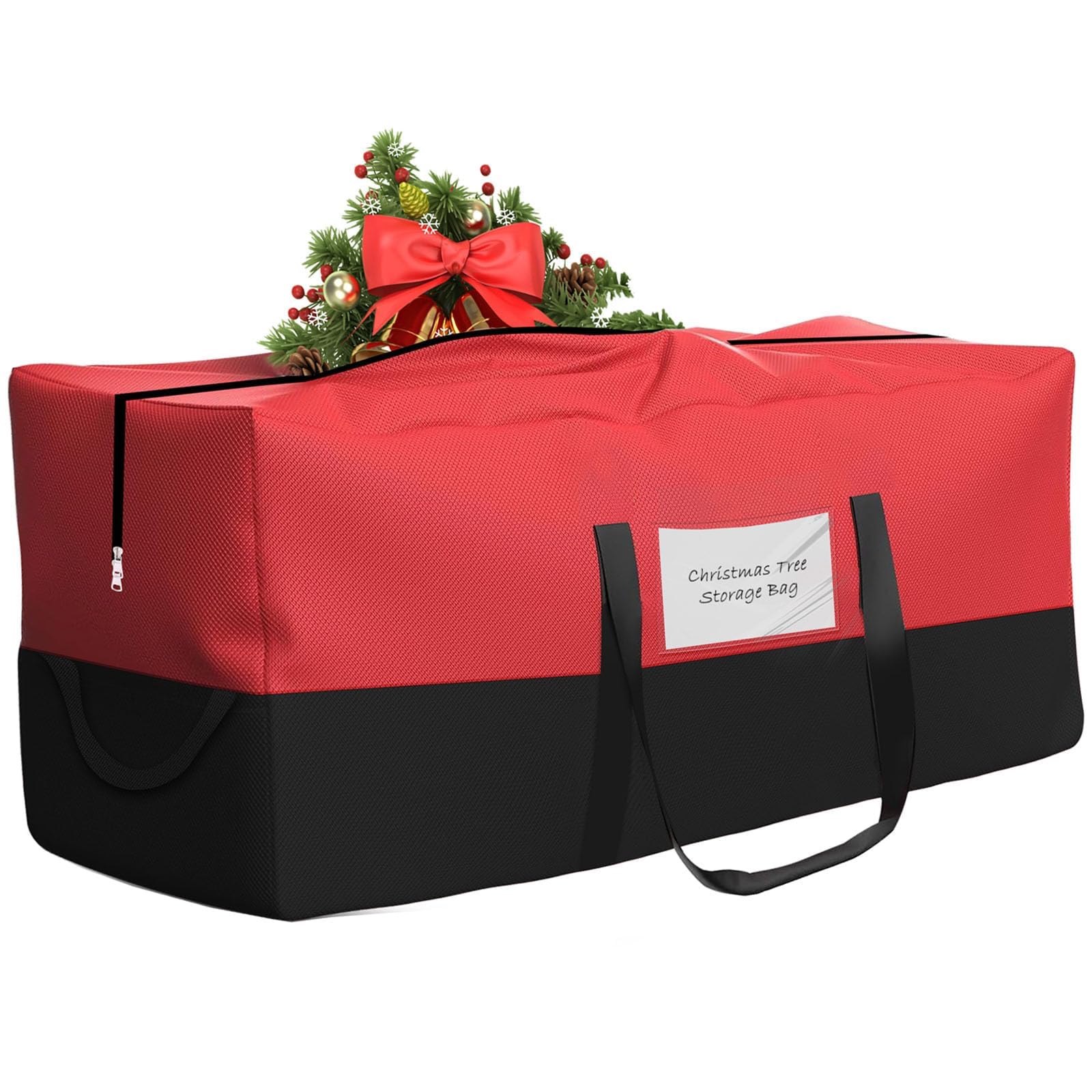 Navtue Waterproof Christmas Tree Storage Bag- Fits Up 10 Ft Tall Artificial Trees-68inch x 20inch x 30inch-600D Oxford Material Durable Reinforced Handles & Dual Zipper&Transparent Pocket, RED