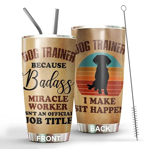 Dog Trainer Tumbler Stainless Steel 20oz Straw Lid, Thank You